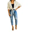 Cozy Casual Castaway Tie Front Top In Natural In Beige