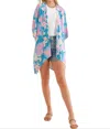 Cozy Casual Floral Kimono In Blue In Blue