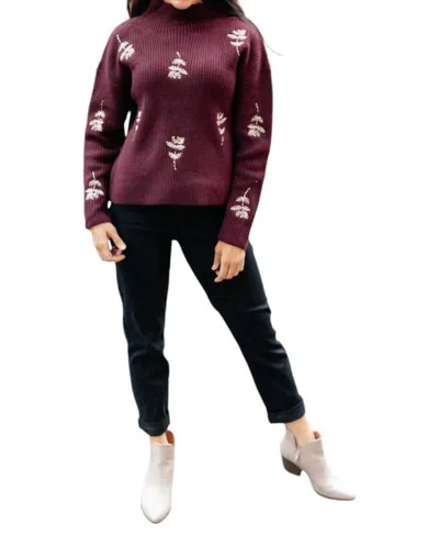 Cozy Casual Genevieve Embroidered Sweater In Red