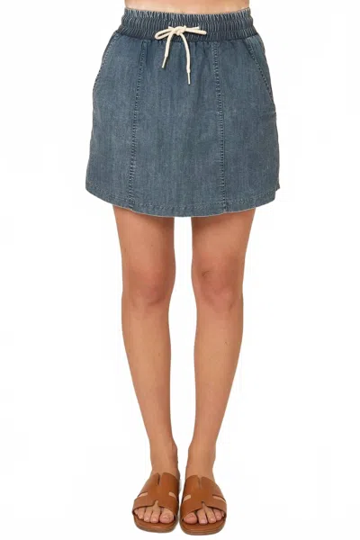 Cozy Casual Soft Washed Denim Skort In Blue