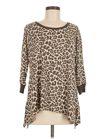 Pre-owned Cozy Casuals 3/4 Sleeve T-shirt In Brown