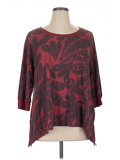 Pre-owned Cozy Casuals 3/4 Sleeve T-shirt In Burgundy