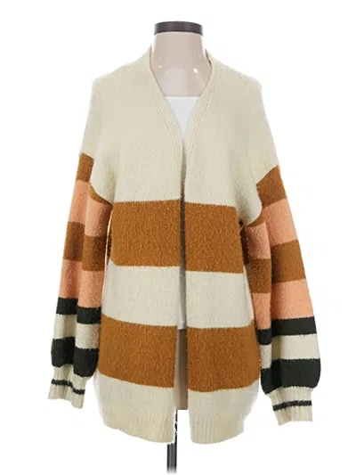 Pre-owned Cozy Casuals Cardigan Sweater In Tan