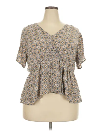 Pre-owned Cozy Casuals Short Sleeve Blouse In Brown