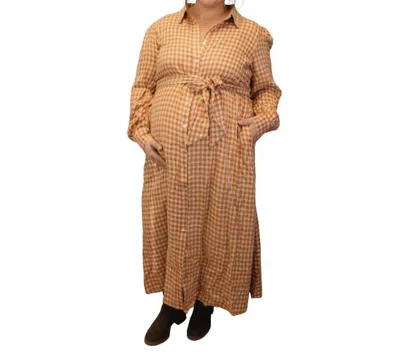 Cozy Co. All For You Dress - Plus In Orange Plaid In Brown