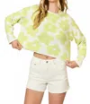 Cozy Co. Bea Boat Neck Sweater In Acid Yellow & White In Green