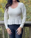 Cozy Co. Cropped Babydoll Sweater In Cream
