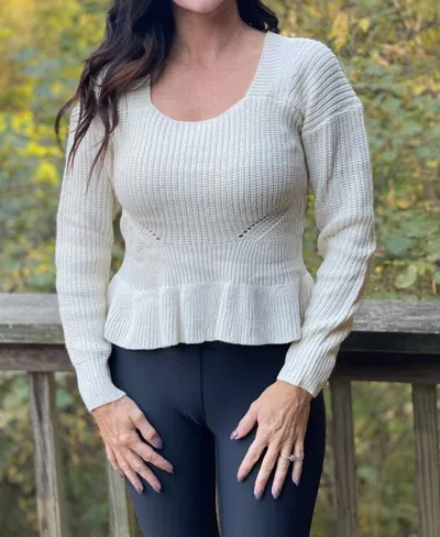 Cozy Co. Cropped Babydoll Sweater In Cream