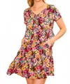 Cozy Co. Floral Short Sleeve Tiered Dress In Multicolor In Multi