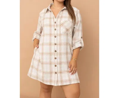 Cozy Co. Good Things Button Up Shacket Dress In Ivory In White