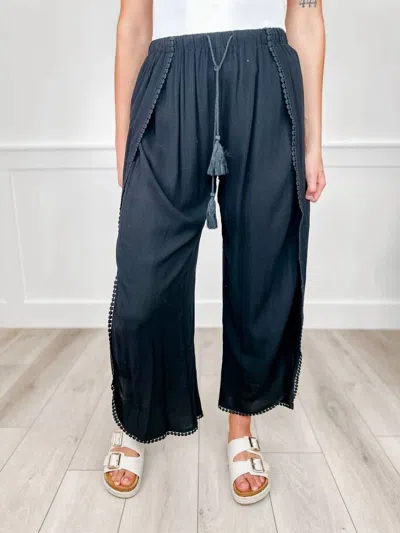 Cozy Co. High-rise Swim Cover Up Bottom Pants In Black In Multi