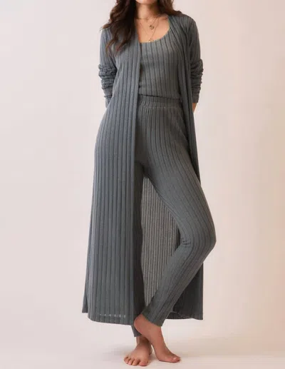 Cozy Co. Tradewinds Duster Cardigan In Black In Gray