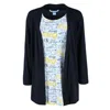 Cozy Couture Women's Coffee Print Gown And Solid Robe Set In Black