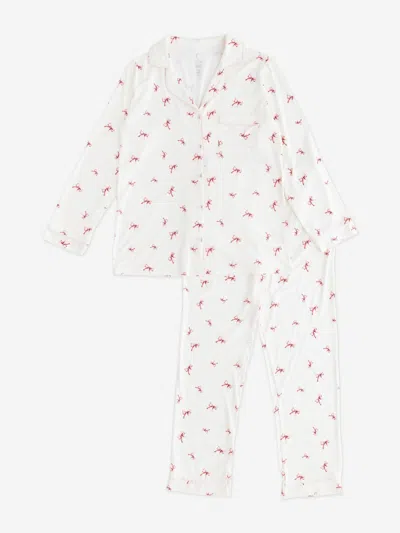 Cozy Crew Club Kids'  Adult Cozy Rosy Ribbon Pyjamas In White