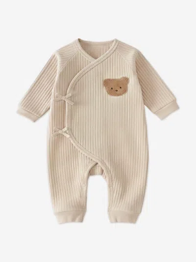 Cozy Crew Club Kids'  Baby The Teddy Bear Boucle Wrap Baby Grow Romper In Neutral