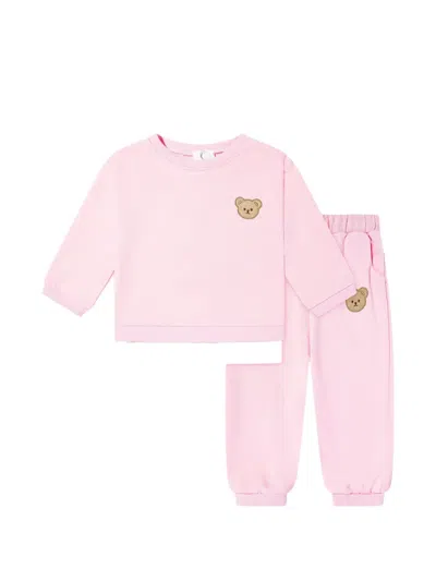 Cozy Crew Club Kids' Bear-motif Tracksuit In Pink