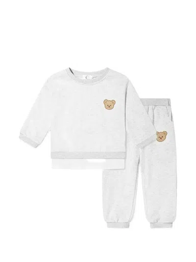 Cozy Crew Club Babies' Bear-patch Tracksuit Set In Gray