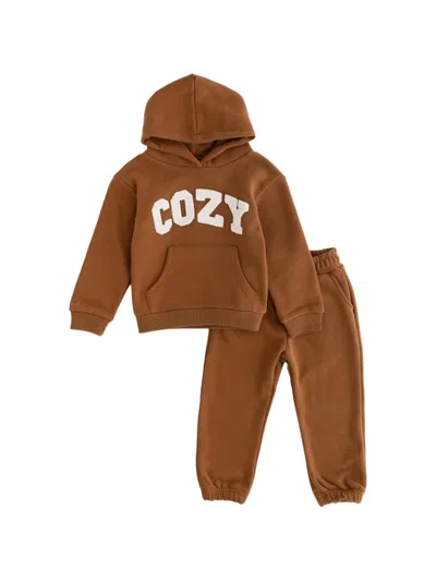 Cozy Crew Club Babies' Hooded Tracksuit In Brown