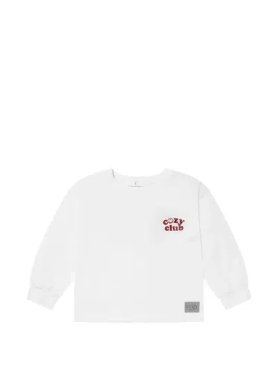 Cozy Crew Club Babies' Mummy & Daddy Are My Fav Flower-motif Long-sleeved T-shirt In White