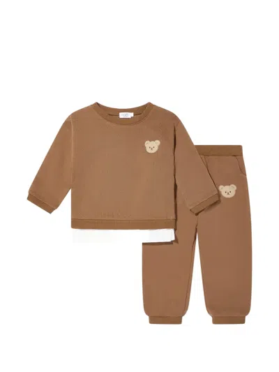 Cozy Crew Club Babies' The Bear Tracksuit Set In Brown