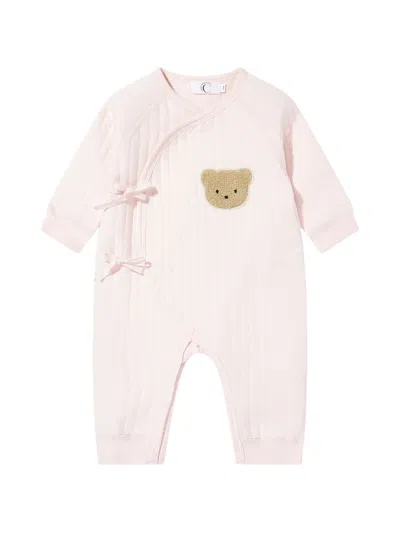 Cozy Crew Club Babies' The Teddy Bear Boucle Wrap Romper In Pink