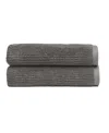 Cozy Earth Ribbed Terrry Hand Towels, Set Of 2 In Charcoal