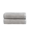 Cozy Earth Ribbed Terrry Hand Towels, Set Of 2 In Light Grey
