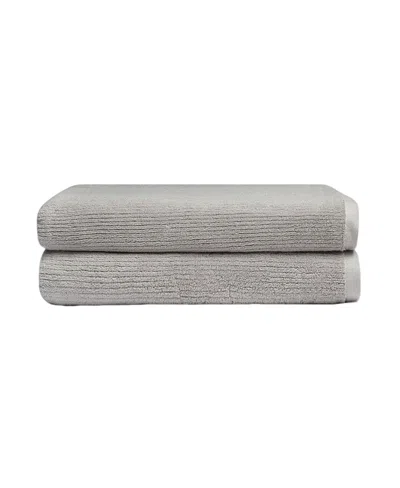 Cozy Earth Ribbed Terry Bath Sheets, Set Of 2 In Gray