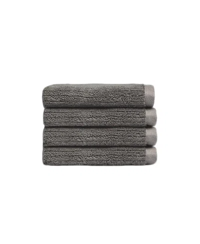 Cozy Earth Ribbed Terry Washcloths, Set Of 4 In Charcoal