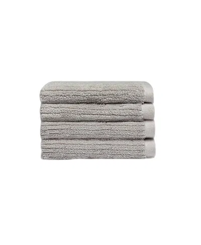 Cozy Earth Ribbed Terry Washcloths, Set Of 4 In Light Grey