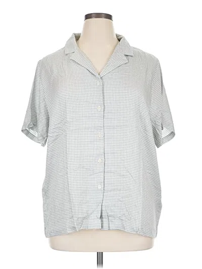Pre-owned Cozy Earth Short Sleeve Blouse In Gray