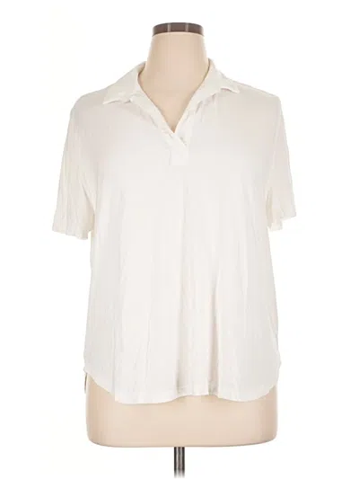 Pre-owned Cozy Earth Short Sleeve Polo Shirt In Ivory