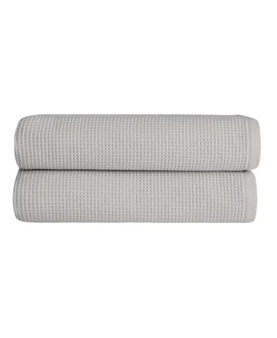 Cozy Earth Waffle Bath Towels, Set Of 2 In Light Grey