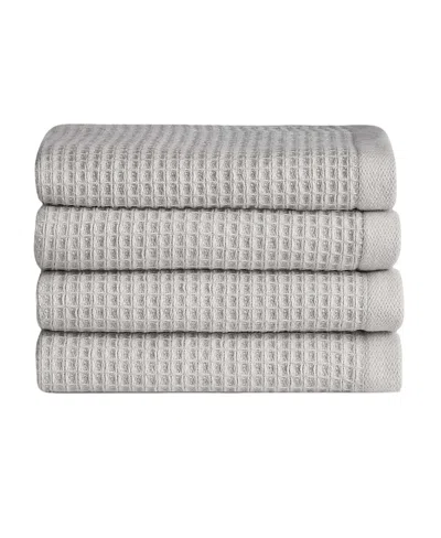 Cozy Earth Waffle Washcloths, Set Of 4 In Light Grey