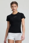 Cozy Zero 2 Tone Merino Lightweight Skinny Tee In Black