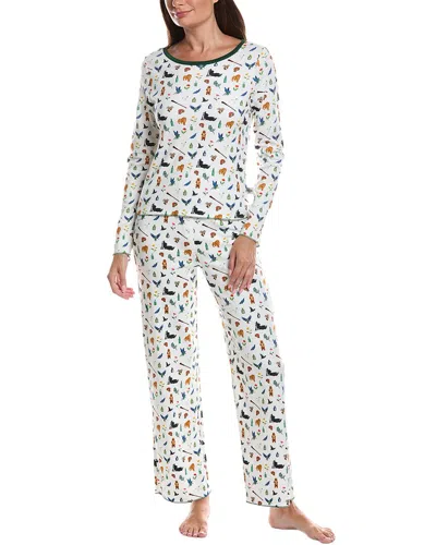 Cozyland By Morgan Lane 2pc Elphaba Print Long Pajama Set In White