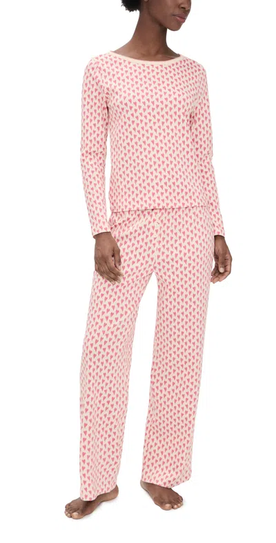 Cozyland By Morgan Lane Ellie Pajama Set Love Floats Print In Love Pink