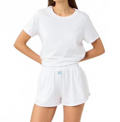 Cozyland By Morgan Lane Solid Boxer Short In Chalk In White