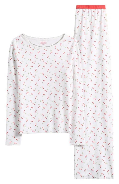 Cozyland Ellie Print Pima Cotton Pajamas In White