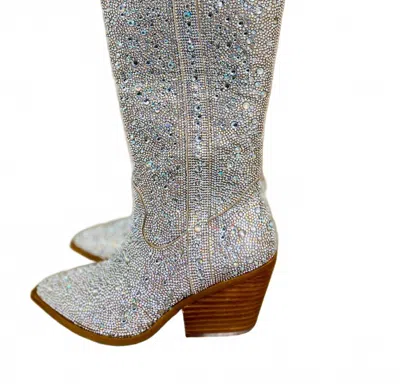 Cozzy Girl Women's Glitz & Glam Rhinestone Boots In Silver
