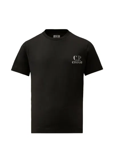 C.p. Company Kids' 30/1 Short-sleeve Logo-detail Cotton T-shirt In Black
