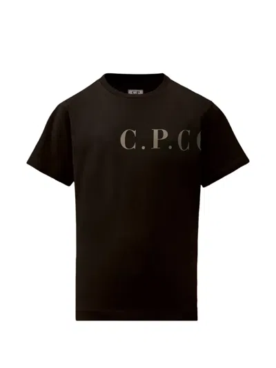 C.p. Company Kids' 30/1 Short-sleeve Logo-print Cotton T-shirt In Black