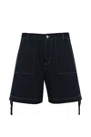 C.p. Company Cotton Denim Shorts With Concealed Button Fly In Denim