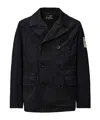 C.p. Company 3/4 Plated Denim Pea Coat In Black