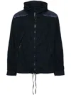 C.p. Company High Collar Black Casual Jacket With Zipper Closure And Textured Panels In Blue
