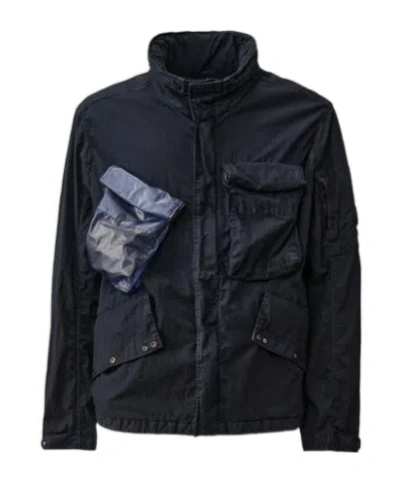 C.p. Company 50 Fili Gum Lens-detailed Jacket In Black