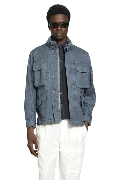 C.p. Company 50 Fili Wax Field Jacket In Blue