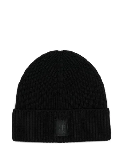 C.p. Company Cp Company Accessories Knit Cap In Extrafine Merino Wool In Black