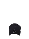 C.p. Company Blue Knit Beanie With Logo Plaque On The Front In Wool Man In Black