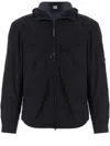 C.p. Company Adjustable Hooded Nylon Jacket In Black